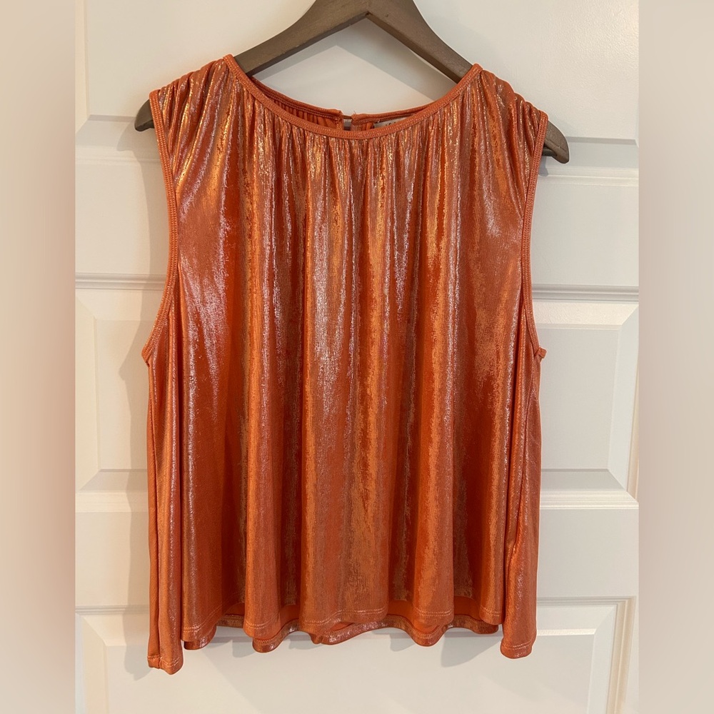 Molly Bracken Shimmery Sleeveless Top Copper Orange Size S
